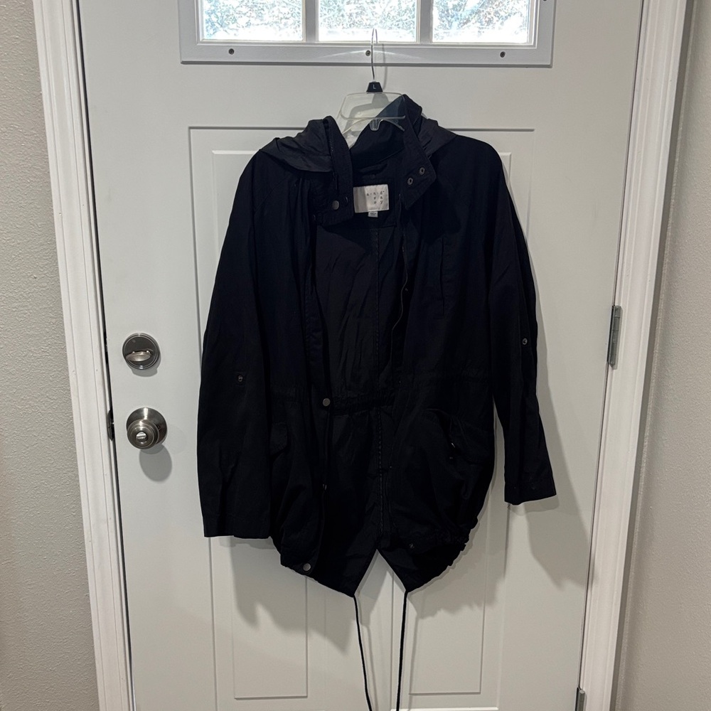 Black Hooded Anorak Jacket